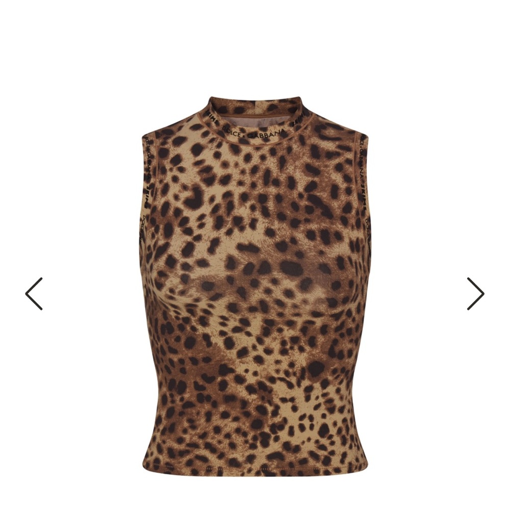 NWT Skims X Dolce & Gabbana Cotton Jersey Leopard Mock Neck Tank Top M